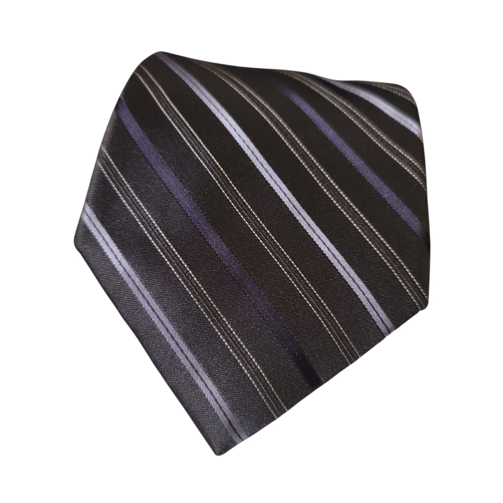 CALVIN KLEIN Silk Striped Silver & Blue Mens Tie 57"